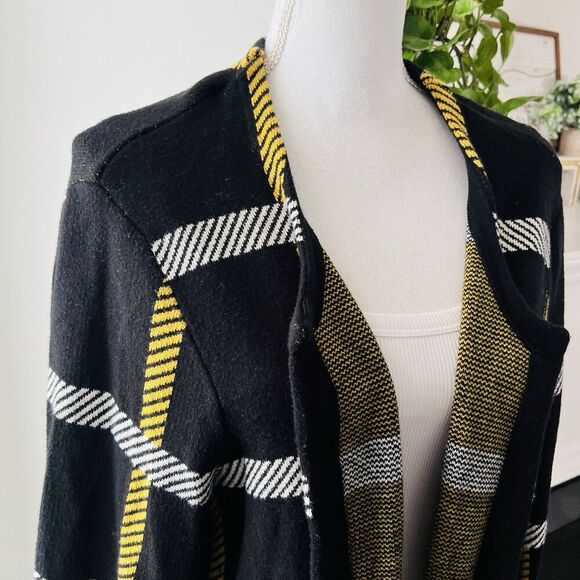Cato Est 1948 Black & Yellow Striped Stretchy Cozy Cardigan Sweater Plus 26/28W - Picture 2 of 9